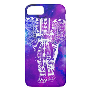 Purple & Blue Space Nebula & Tribal Elephant iPhone 8/7 Case