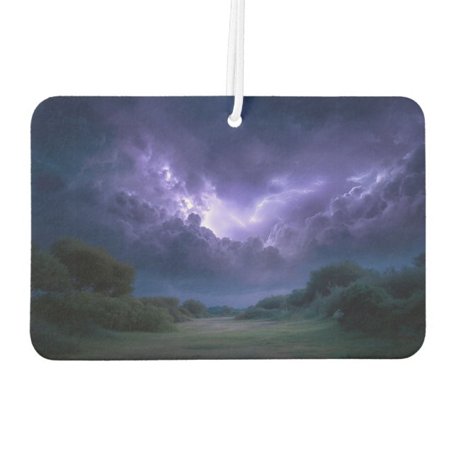 purple blue storm landscape art car air freshener (Back)
