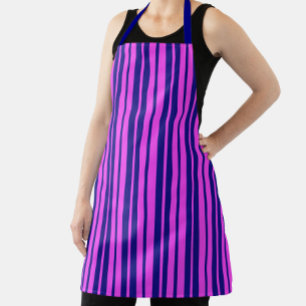 Purple Blue Stylish Stripes Pattern Design Apron