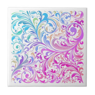 Purple Blue Swirl Pattern Modern Ceramic Tile