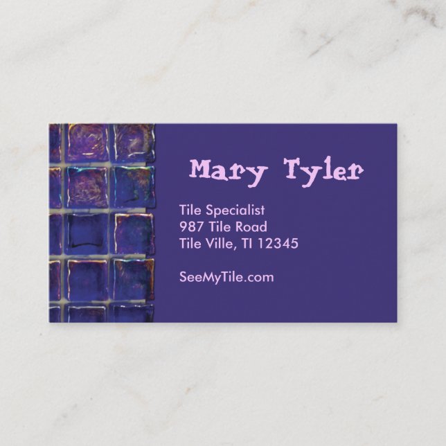 purple/blue tile business card (Front)