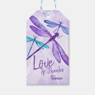 Purple, Blue Turquoise Dragonfly Gift Tag
