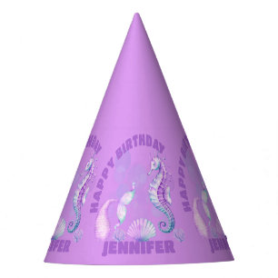 Purple & Blue Under the Sea Girl Birthday on Lilac Party Hat