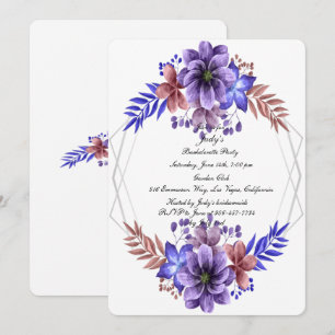 Purple & Blue Watercolor Floral Bachelorette Party Invitation