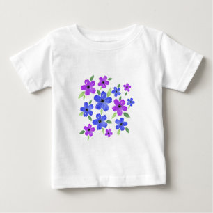 Purple & Blue Watercolor Floral Motif  Baby T-Shirt