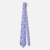 Purple Blue Watercolor Floral Neck Tie (Front)