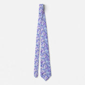 Purple Blue Watercolor Floral Neck Tie (Back)