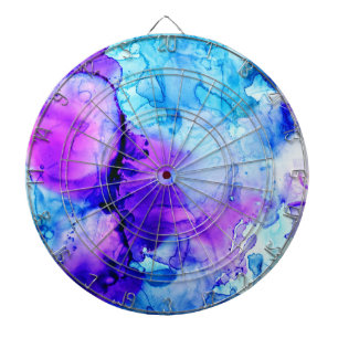 Purple & Blue Watercolor Gradient Pattern Dartboard