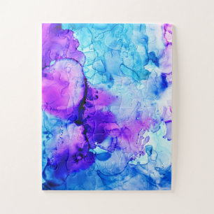 Purple & Blue Watercolor Gradient Pattern Jigsaw Puzzle