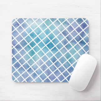 Purple Blue Watercolor Tiles Mouse Pad