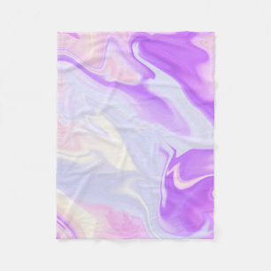 Purple Blue White Abstract Watercolor Pattern Fleece Blanket