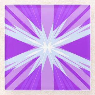 Purple Blue White Christmas Starburst Star Festive Glass Coaster