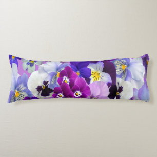 Purple Blue White Floral Pansy Flowers Body Cushion