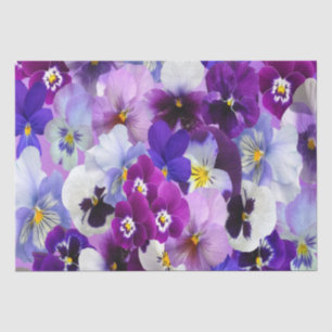 Purple Blue White Pansy Floral Flower Brirthday Tissue Paper