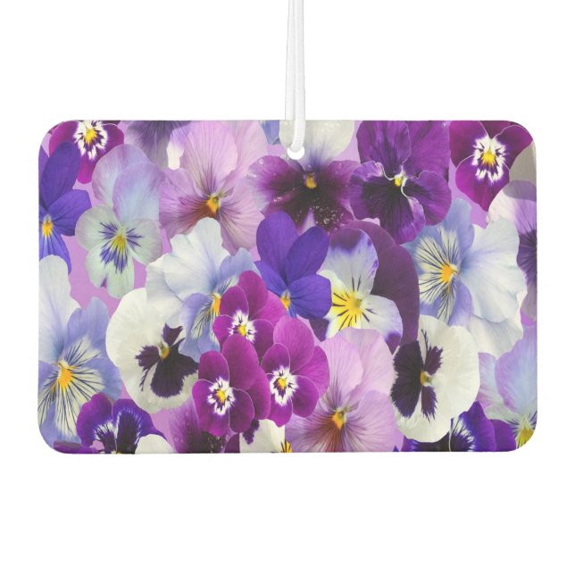 Purple Blue White Pansy Floral Flowers Car Air Freshener (Front)