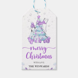 Purple Blue Winter Polar Bear & Penguin Christmas Gift Tags
