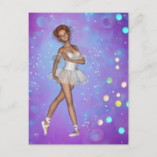 Purple Blue Yellow Background & Ballerina Postcard