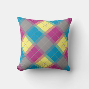 Purple Blue Yellow Pattern Cushion