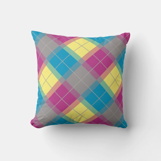 Purple Blue Yellow Pattern Cushion (Front)