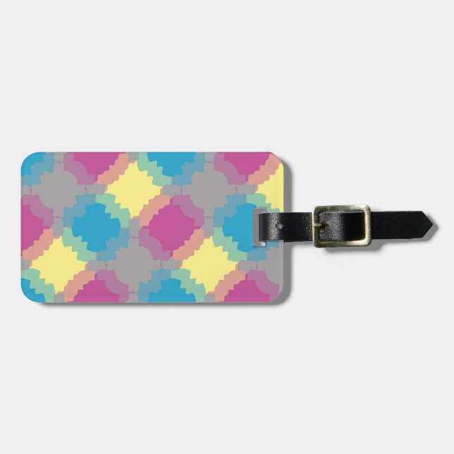 Purple Blue Yellow Pattern Luggage Tag (Front Horizontal)