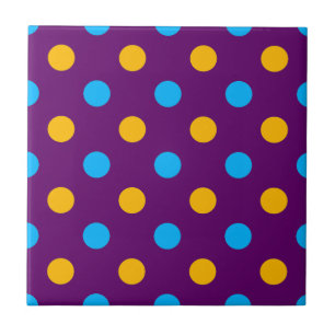 Purple Blue Yellow Polka Dots Design Ceramic Tile