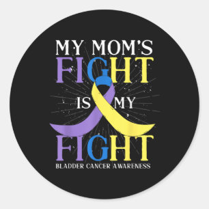 Purple Blue Yellow Ribbon Mum Bladder Cancer Aware Classic Round Sticker