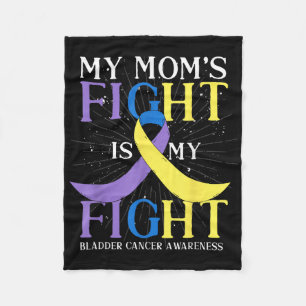 Purple Blue Yellow Ribbon Mum Bladder Cancer Aware Fleece Blanket