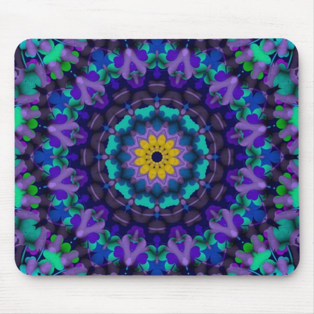 Purple Blues Sunflower Geometric Art Mousepad (Front)