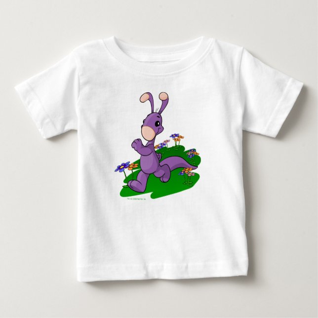 Purple Blumaroo marching through Roo Island Baby T-Shirt (Front)