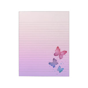 Purple Blush Butterflies Lined Notes Paper Notepad