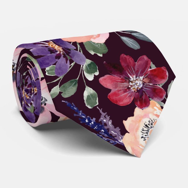 Purple Blush Flower Duvet Cover Neck Tie (Rolled)