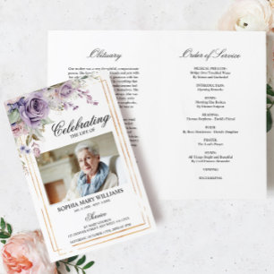Purple & Blush Funeral Program   Order of Service