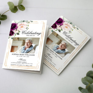 Purple & Blush Funeral Program   Order of Service