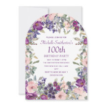 Purple Blush Pink Floral Arch 100th Birthday