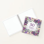Purple Blush Pink Floral Custom 50th Birthday Notebook<br><div class="desc">Elegant purple and blush pink watercolor floral 50th birthday party guestbook for women. Text is fully customisable,  so design this guestbook for anyone of any age. Contact me for assistance with your customisations or to request additional Zazzle products for your party.</div>