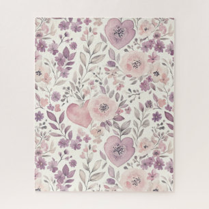 Purple Blush Pink Flowers Jigsaw Puzzle