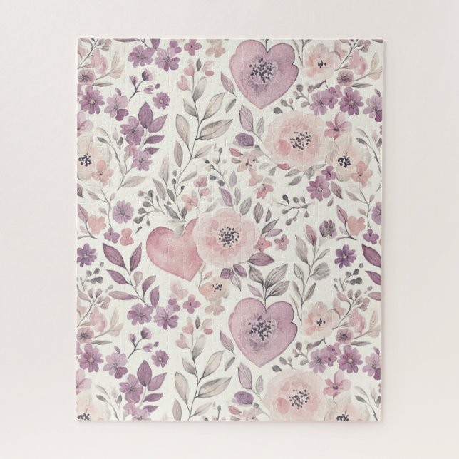 Purple Blush Pink Flowers Jigsaw Puzzle (Vertical)