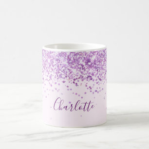 Purple blush pink name script coffee mug