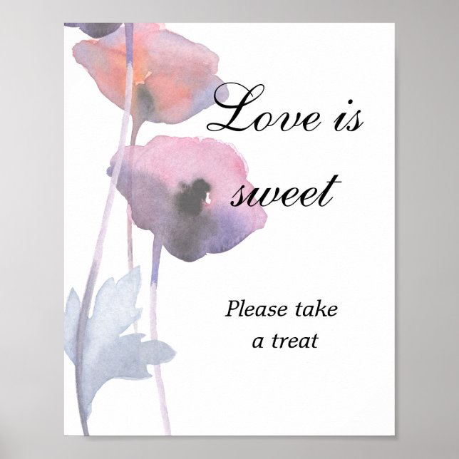 Purple blush poppy love is sweet bridal shower   poster (Front)