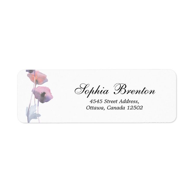  Purple blush poppy Return Address Label (Front)