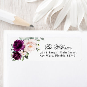 Purple & Blush Rose Return Address Labels