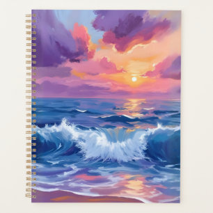 Purple Blush Sunset Ocean Glimmer Watercolor Planner