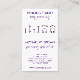 Purple Body Jewellery Piercing Business Card