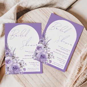 Purple Boho Arch Lavender Floral Bridal Shower Invitation