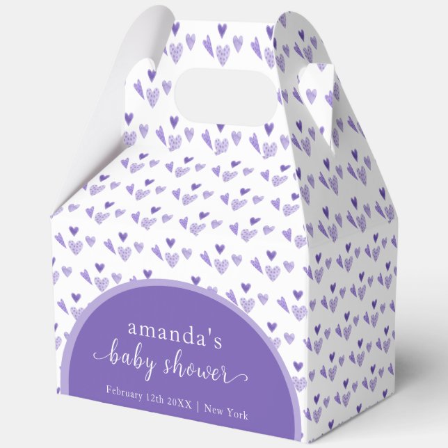 Purple Boho Arch Sweetheat Valentine Baby Shower  Favour Box (Back)