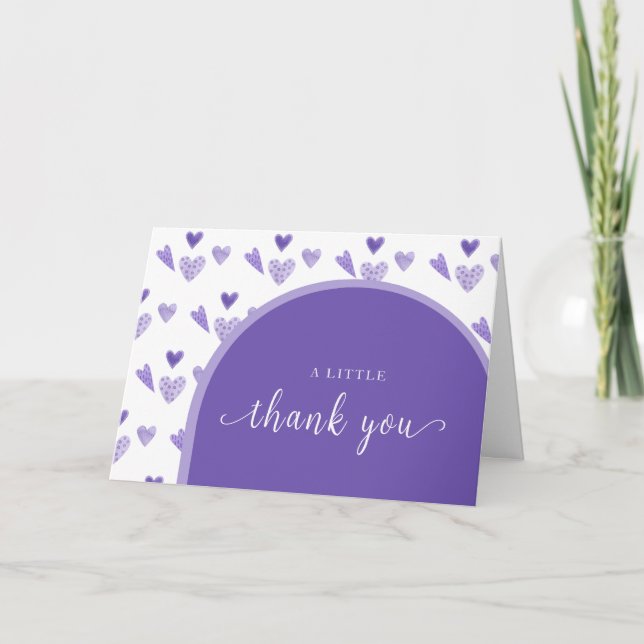Purple Boho Arch Sweetheat Valentine Baby Shower  Thank You Card (Front)