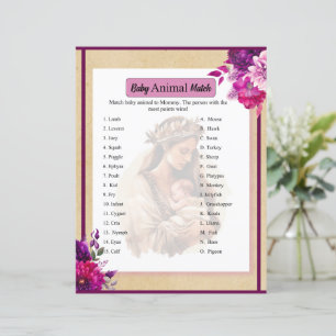 Purple Boho Baby Shower Animal Match