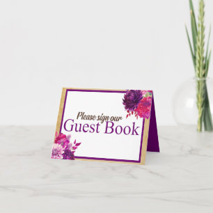 Purple Boho Baby Shower Guest Book Table Card