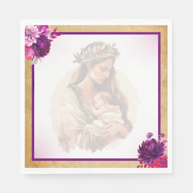 Purple Boho Baby Shower Napkins (Front)