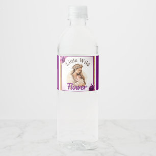 Purple Boho Baby Shower Water Bottle Label
